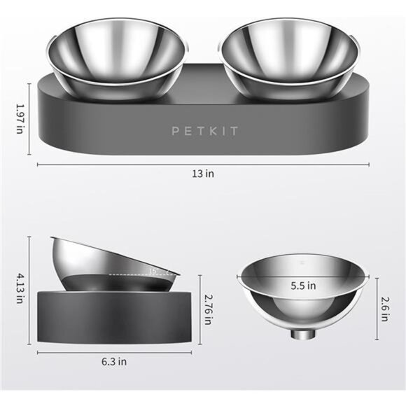 Raised Dog Cat Food Bowl 304 Stainless Steel, Elevated Pet Food and Water Bowl - Picture 3 of 7